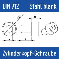 DIN 912 Zylinderkopf-Schraube Stahl blank M1,6 x 8 (25 Stk.)