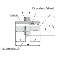 Hose connection with sleeve M3 straight für 2 mm Schlauch