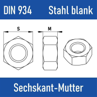 DIN 934 6KT-Mutter Stahl blank